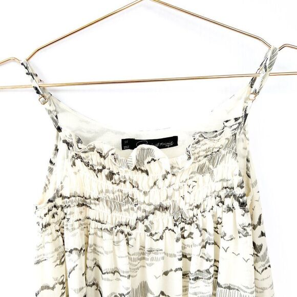 Patterson J Kincaid White Gray Bird Print Ruched Tank Dress XS - Picture 2 of 8